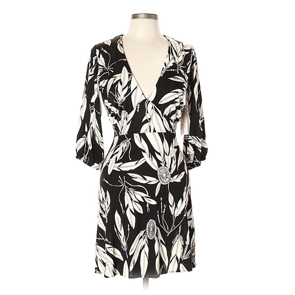 NWT Mara Hoffman Silk Black White Floral Dress